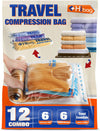 HIBAG 12 Compression Bags for Travel, Vacuum Packing Space Saver Zipper Bags for Cruise Accessories (12-Travel)