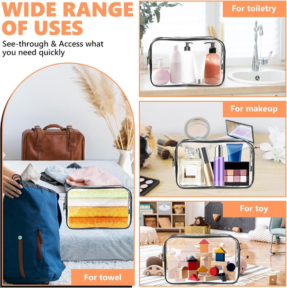 clear toiletry bag for long air travel AURUZA 4 Pack Clear Toiletry Bag Portable Travel