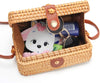 Crazypiercing Wicker round Square Crossbody Rattan Bag, Women Boho Bag Clutch Woven Handbag