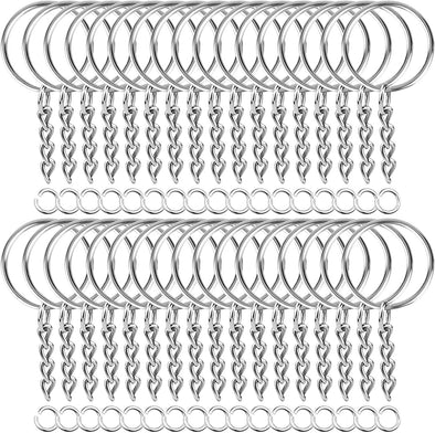 Paxcoo 50Pcs Keychains with Chain and 50 Pcs Jump Rings, Keychain Rings Kit Findings Bulk for Keychain Making Supplie DIY Crafts