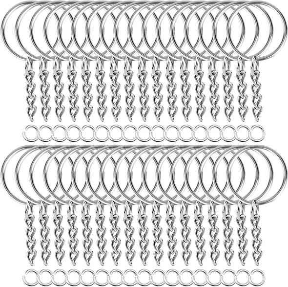 Paxcoo 50Pcs Keychains with Chain and 50 Pcs Jump Rings, Keychain Rings Kit Findings Bulk for Keychain Making Supplie DIY Crafts