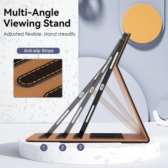 OKP Case for Ipad A16 11Th Generation 2025 / 10Th Gen Case 2022, for 11 Inch / 10.9 Inch Ipad Multi-Angle Viewing PU Leather Stand Cover with Pencil Holder & Pocket, Auto Sleep/Wake, Black Brown