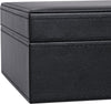 Mens Jewelry Box, Jewelry Organizer with 4 Watch Case Removable Tray, Jewelry Storage Case for Necklace, Earring Ring Bracelet, PU Leather, Velvet Lining Black SSH07B