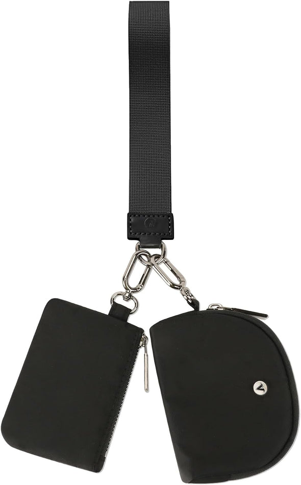 Keychain Wallet Wristlet Wallets for Women Mini Zip Dual Pouch Wristlet