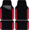 CAR PASS Waterproof Car Floor Mat, Universal Fit Car Mats with Driver Heel Pad, Leather Car Carpet, Anti-Slip Nibbed Backing Floor Mats for SUV, Vans,Sedan,Truck, Automotive Set for Women (Black Red)