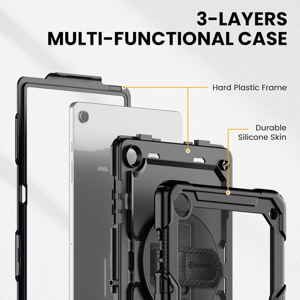 Timecity Case for Samsung Galaxy Tab A9+/ A9 plus 11 Inch, Full-Body Protective with Screen Protector, Rotating Stand, Hand/Shoulder Strap for Galaxy A9+ Tablet (SM-X210/X216/X218)- Black