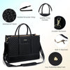 LOVEVOOK Laptop Bags for Women, 15.6 Inch Waterproof Work Tote Bag with Clutch, Professional Teacher Computer Purse Lightweight Shoulder Bag Travel, Quilted Black