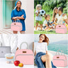 Coobiiya Lunch Bag for Women Men, Insulated Reusable Picnic Bag, 10.8"L X 6.3"W X 8.85"H, Pink