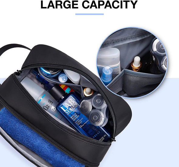 BAGSMART Travel Toiletry Bag for Men, Dopp Kit Water Resistant Shaving Bag for Toiletries Accessories, Black-Medium