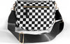 Spacious Checkered Nylon Crossbody Bag Bum Bag Checkered Handbags Wallets for Women