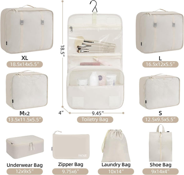 BAGAIL 6 Set/8 Set/10 Set Packing Cubes Various Sizes Packing Organizer for Travel Accessories Luggage Carry on Suitcase