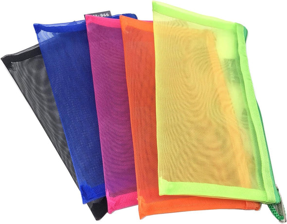 Outman Pack of 5 Pcs Multipurpose Nylon Mesh Cosmetic Bag Makeup Travel Cases Pencil Case Travel Organizers