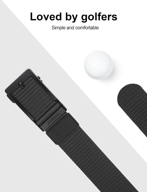 JUKMO Ratchet Golf Belt for Men, Nylon Web Tactical Belt with Automatic Slide Buckle