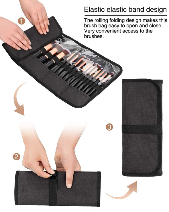 OCHEAL Makeup Brush Holder,Makeup Brush Organizer,Travel Makeup Brushes Bag Cosmetic Bags Pouch for Women Cosmetic Brushes Makeup Artist -Brushes Not Included