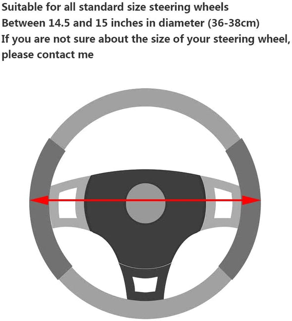 Soft Microfiber Leather Steering Wheel Cover, Universal 15 Inch for Women Girls, Fit Vehicles, Sedans, Suvs, Vans, Trucks - Black