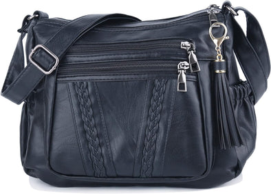 ELDA Crossbody Bags for Women Pocketbooks Soft PU Leather Purses and Handbags Multi Pocket Shoulder Bag