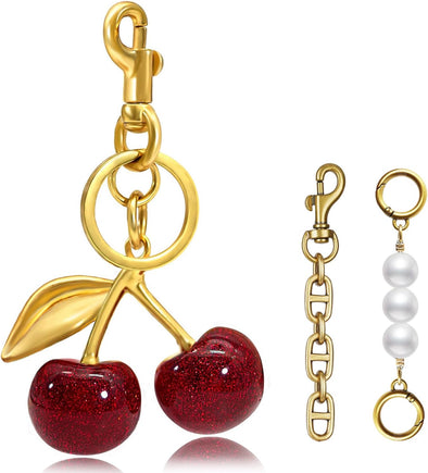 Cherry Keychain Cherry Bag Charm Keychain Accessories Gifts for Women Purse Bag Charms Extender Chain for Handbags