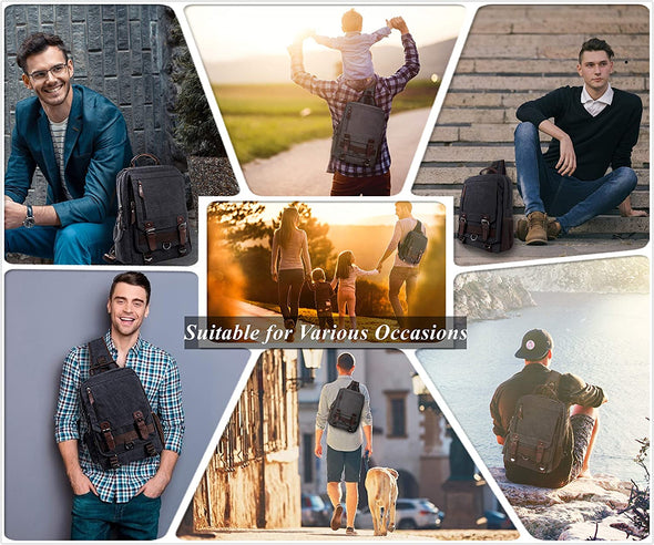 Leaper Retro Crossbody Bag Sling Bag Canvas Messenger Bag for Men Women Shoulder Bag Crossbody Handbags Satchel Travel Bag