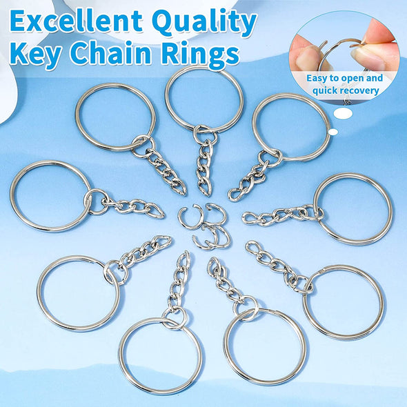 Paxcoo 50Pcs Keychains with Chain and 50 Pcs Jump Rings, Keychain Rings Kit Findings Bulk for Keychain Making Supplie DIY Crafts
