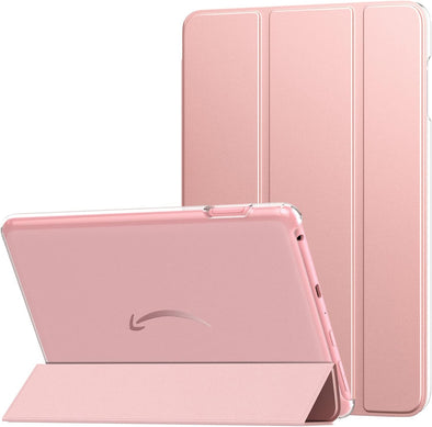 Moko Case Fits All-New Amazon Kindle Fire HD 8 & 8 plus Tablet(12Th Generation/10Th Generation, 2024/2022/2020 Release) 8",Trifold Stand Cover with Translucent Backshell with Auto Wake/Sleep,Rose Gold