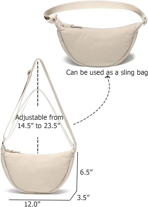 YIKOEE Crescent Bag for Women Men Small Sling Crossbody Bag with Half Moon Shape