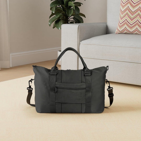 Travel Duffle Bag, Weekender Travel Bag Men Small Gym Bag for Women, Hospital Bag for Labor and Delivery, Overnight Bag Luggage Bag with Trolley Sleeve, Airplane Travel Essentials for Flying(Black)