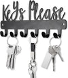 Mini Keys Please Holder on Wall,Small Key Holder Wall Mounted,Black Metal Decorative Key Rack Hooks for Garage,Mudroom,Hallway,Entryway,Front Door,Office(Mini Size:7.28 X 2.95 Inch)
