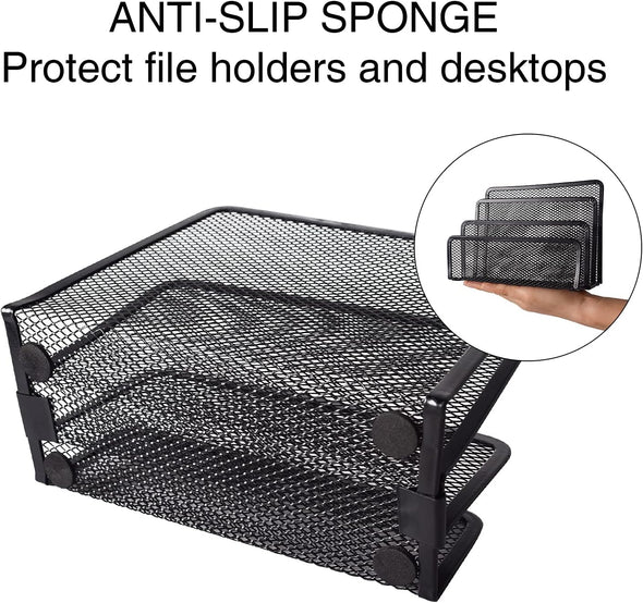 Wishacc Desk Mail Organizer Small File Holders Letter Organizer Metal Mesh Document/Filing/Folders/Paper Organizer for Desktop