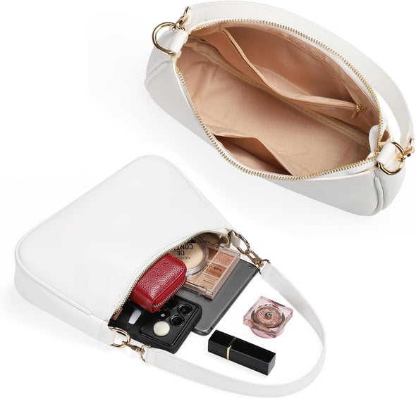 Wantgor Clutch Tote Handbags, Shoulder Purse for Women Crossbody Bags Mini Hobo Bag Retro Vegan Leather Trendy Handbag