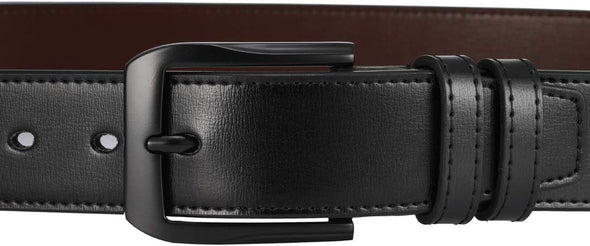 Men’S Casual Leather Jeans Belts 1 1/2” Wide 4MM Thick Alloy Prong Buckle Work Dress Belt for Men