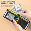 GSOIAX Mens Slim Wallet RFID Blocking Bifold Wallets for Men Minimalist Genuine Leather Carbon Fiber Card Holder Money Clip Thin Mens with Gift Box (Black-1)