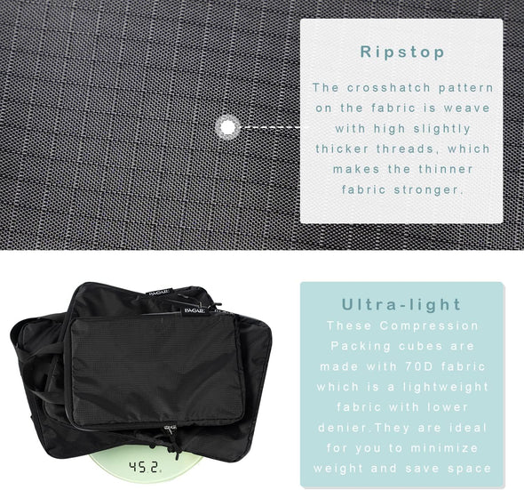 BAGAIL 4 Set/6 Set Ultralight Compression Packing Cubes Packing Organizer for Travel Accessories Luggage Suitcase Backpack