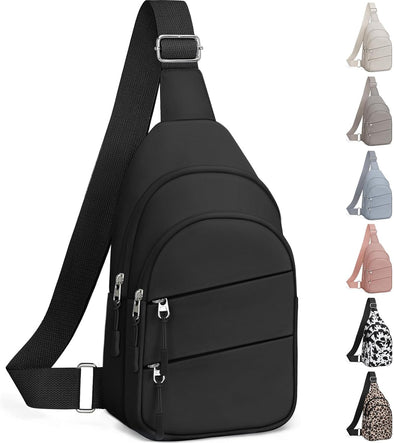 Crossbody Bags for Women, Sling Bag for Men, Small Hiking Backpack anti Theft Lightweight for Outdoors Travel (M, Black)