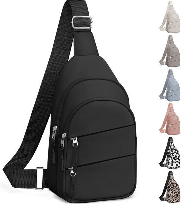 Crossbody Bags for Women, Sling Bag for Men, Small Hiking Backpack anti Theft Lightweight for Outdoors Travel (M, Black)