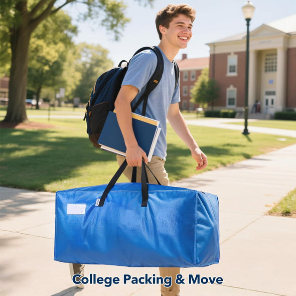 Moving Bags Heavy Duty,Extra Large Moving Bags for Travel/College Packing/Storage/Organization/Seasonal Clothes & Bedding Storage,Moving Supplies Bins,Compatible with Ikea Frakta Cart (Blue,4 Pack)