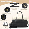 RAINSMORE Laptop Bag for Women 15.6 Inch Leather Laptop Tote Bag Large Computer Bags Waterproof Business Office Work Bags Briefcase with Satchel Purse 2Pcs Set, Black