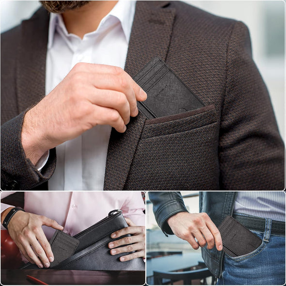 TOURSUIT Travel Minimalist Slim Front Pocket Wallet for Men Women, RFID Blocking Credit Card Holder Case (Cross Black)