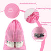 Pink Travel Shoe Bags - 5 Pcs Non-Woven Drawstring Packing Bags with Clear Window (15.7" X 11.8")