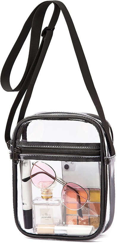 Vorspack Stadium Approved PVC Purse - Clear Crossbody Bag with Front Pocket for Concerts, Sports, Festivals