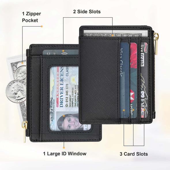 Card Case Slim Front Pocket Wallet for Women Credit Card Holder with Keychain