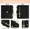 Black Rfid Ladies Wallet, Small Slim Thin Compact Credit Card Women Wallet, PU Leather Bifold Cash Zipper Coin Pocket ID Window for Female