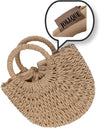 JOLLQUE Straw Beach Bag for Women, Summer Handwoven Tote Bags Purse with Tassel,Top Handle Straw Handbag Clutch