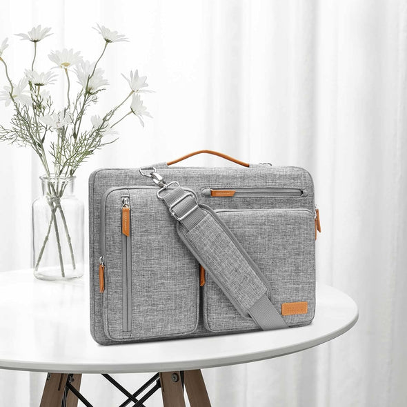 MOSISO 360 Protective Laptop Shoulder Bag,15-15.6 Inch Computer Bags Compatible with Macbook Pro 16 Inch, HP, Dell, Lenovo, Asus Notebook,Side Open Messenger Bag with 4 Zipper Pockets, Gray