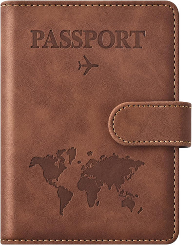 Eoehro Passport Holder for Travel Essentials, Passport Wallet Cover Case for Travel Must Haves Accessories,Passport Book Holders for Women and Men(Brown)