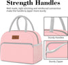 Coobiiya Lunch Bag for Women Men, Insulated Reusable Picnic Bag, 10.8"L X 6.3"W X 8.85"H, Pink