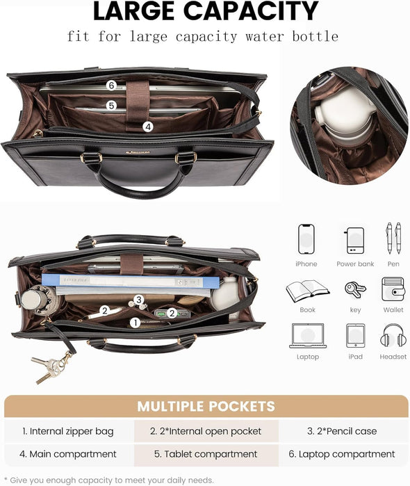 LOVEVOOK Laptop Tote Bag for Women, Office Work Bag Briefcase Fit for 15.6 Inch Laptop, Large Capacity Teacher Bag Handbag