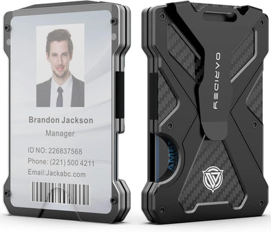 Oaridey Men'S Ultra-Thin Aluminum Wallet with RFID Blocking, Black, 15 Card Slots
