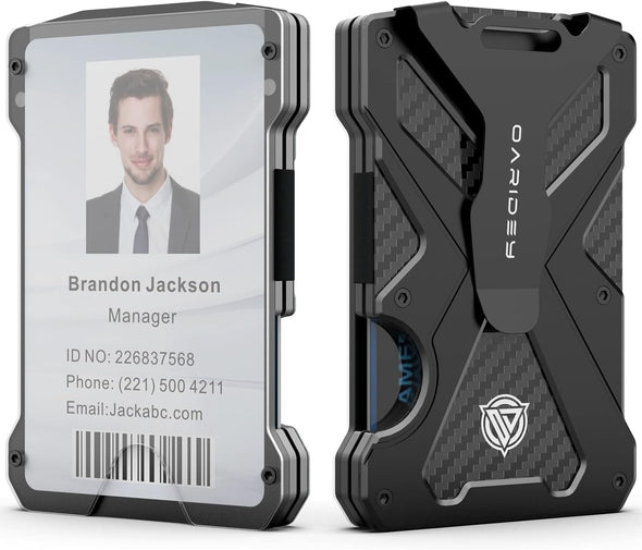 Oaridey Men'S Ultra-Thin Aluminum Wallet with RFID Blocking, Black, 15 Card Slots