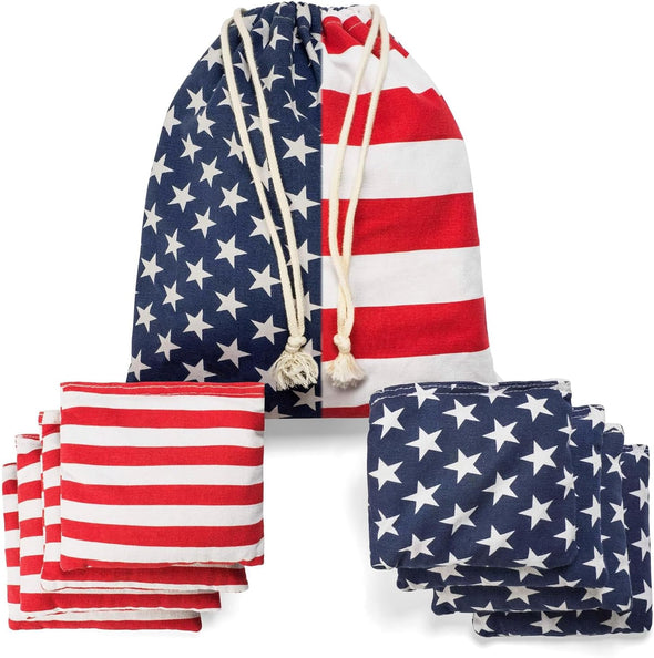 Cornhole Bean Bags Regulation: American Flag Corn Hole Beanbags Toss Game Set 8 Star and Stripes Outdoor Teams Tournament Summer