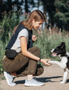 heouvo Magnetic Silicone Dog Treat Pouch with Training Clicker & Waist Belt for Pet Training Walking, Black